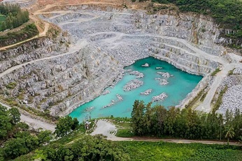 Open pit mining aerial view
