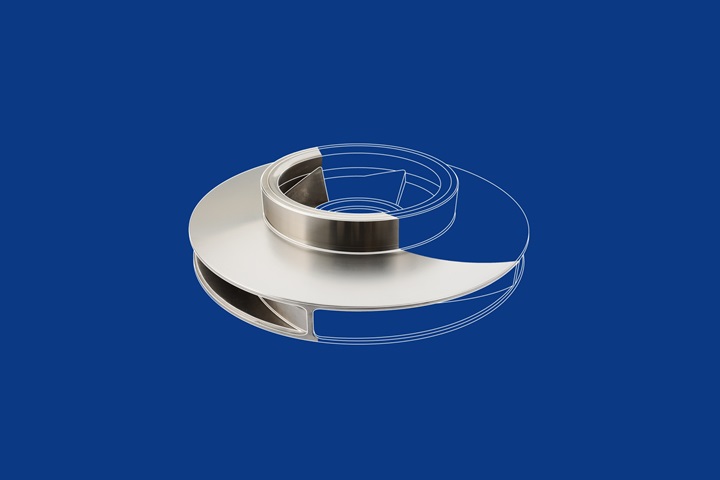 Impeller drawing on a blue background