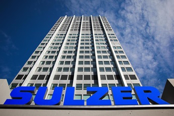 Sulzer Headquarters Building with blue Sulzer Logo on it