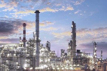 View of a refinery with blue sky