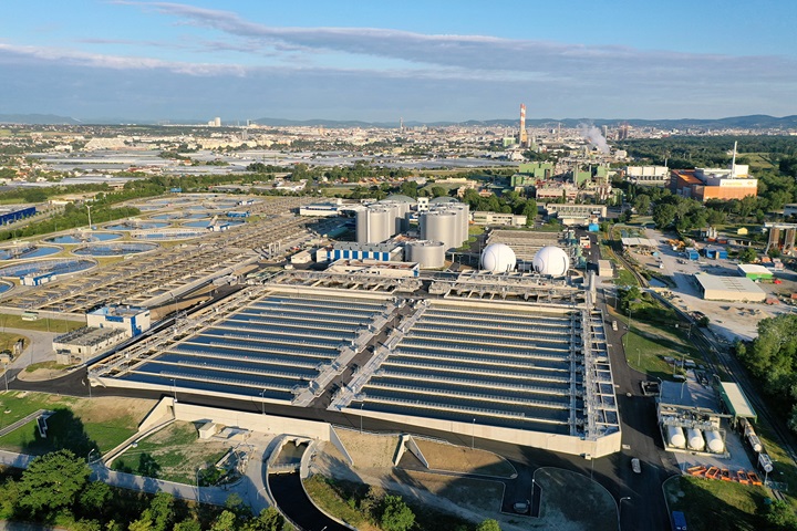 Areal view wastewater treatment plant in vienna