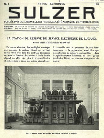 Cover of the first technical customer magazine “Technische Rundschau Sulzer” (1919)