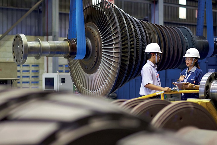 Two persons in the in the Purwakarta Service Center, Indonesia.