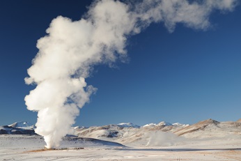 Geothermal steam coming out of the ground