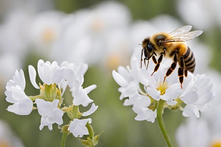 Bee taking nectar from a flower