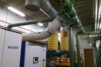 A Sulzer HST turbocompressor provides aeration to the Fraser wastewater treatment plant’s aeration basins and digester tanks. (Photo courtesy of the Upper Fraser Valley Wastewater Treatment Plant.)