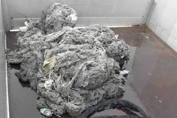 Solids retrieved from pumps at pumping station