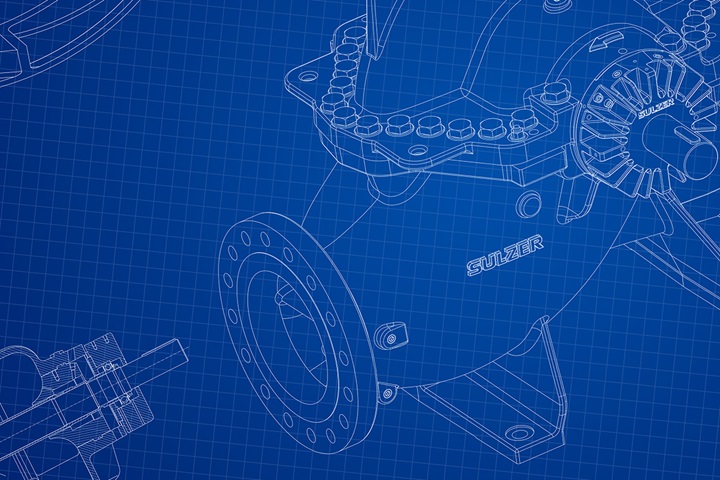 Technical Drawing on a blue background