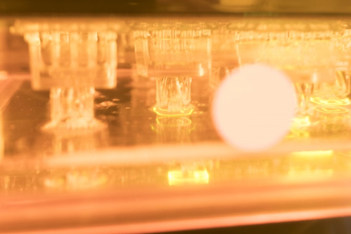 Detail of a 3D printer in use