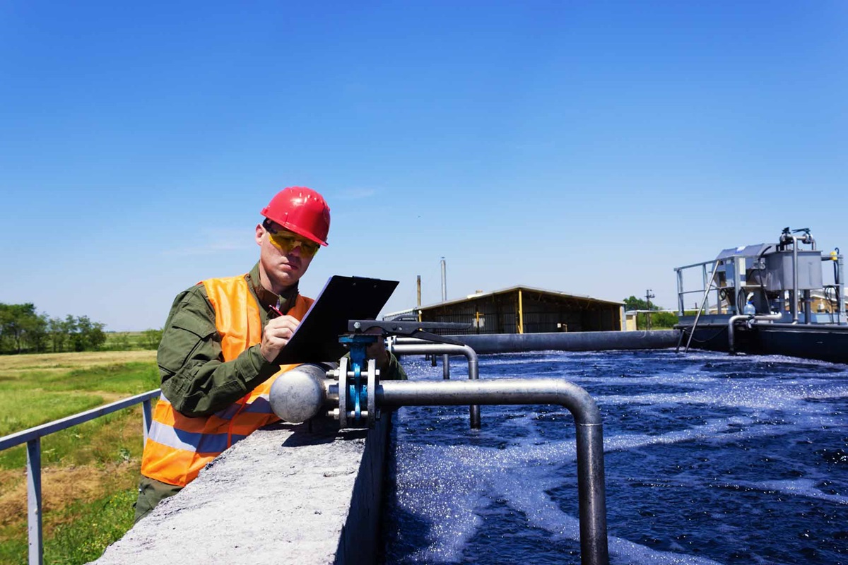 Operator in a wastewater treatment plant