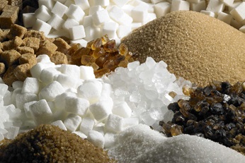 Brown and white sugar