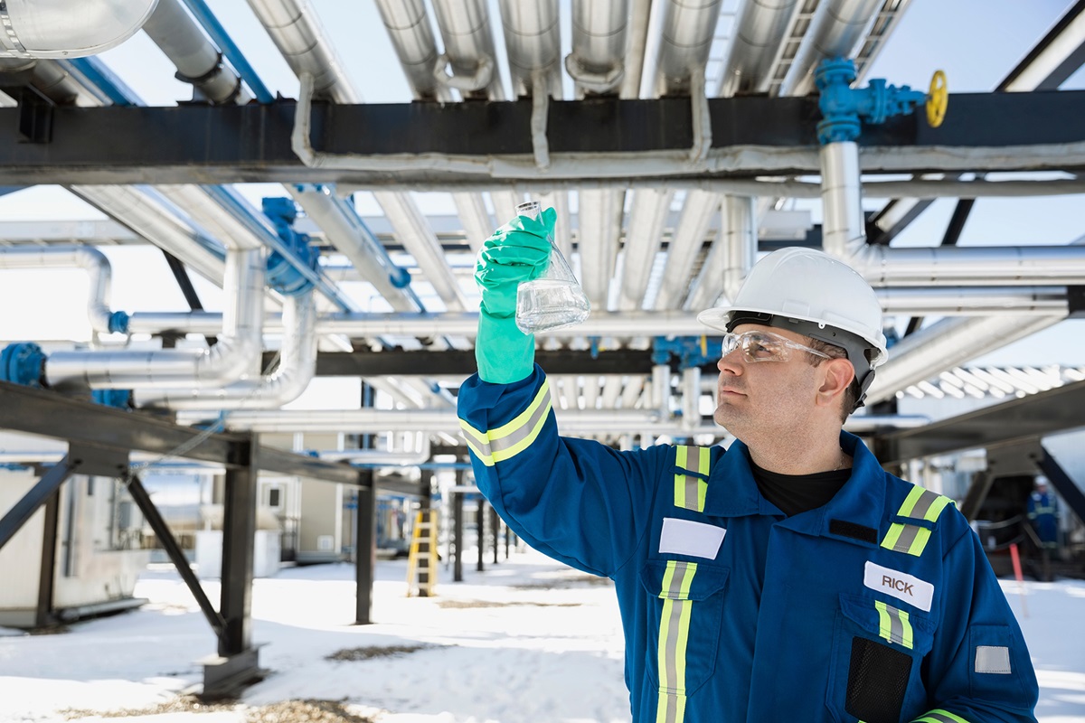 engineer checking pipes