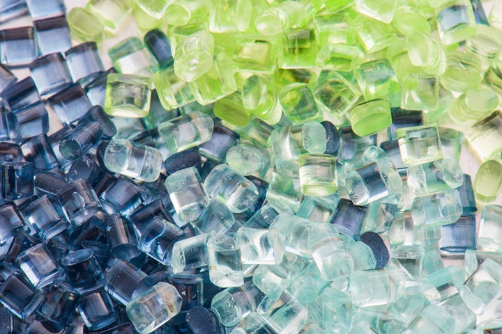 Blue, green, and transparent polymer resins