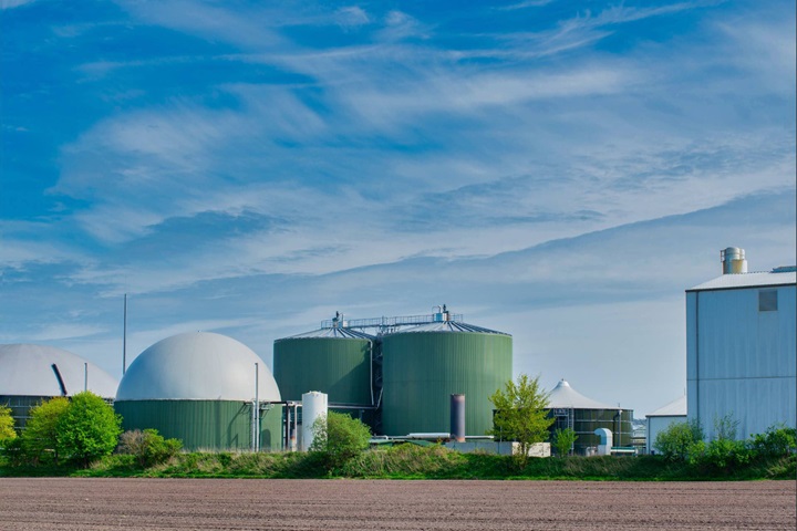 Biogas digestor and storage tank used for resource recovery in industrial wastewater treatment, featuring our equipment for agitation, pumping, and dewatering