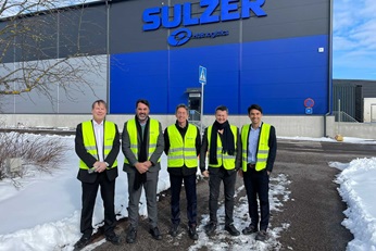 Henrique Nakamura and Marcelo Mancini from Raizen visiting Sulzer factory in Finland with Veli-Pekka Tiittanen, Stefano Sampaolo and Michael Yang