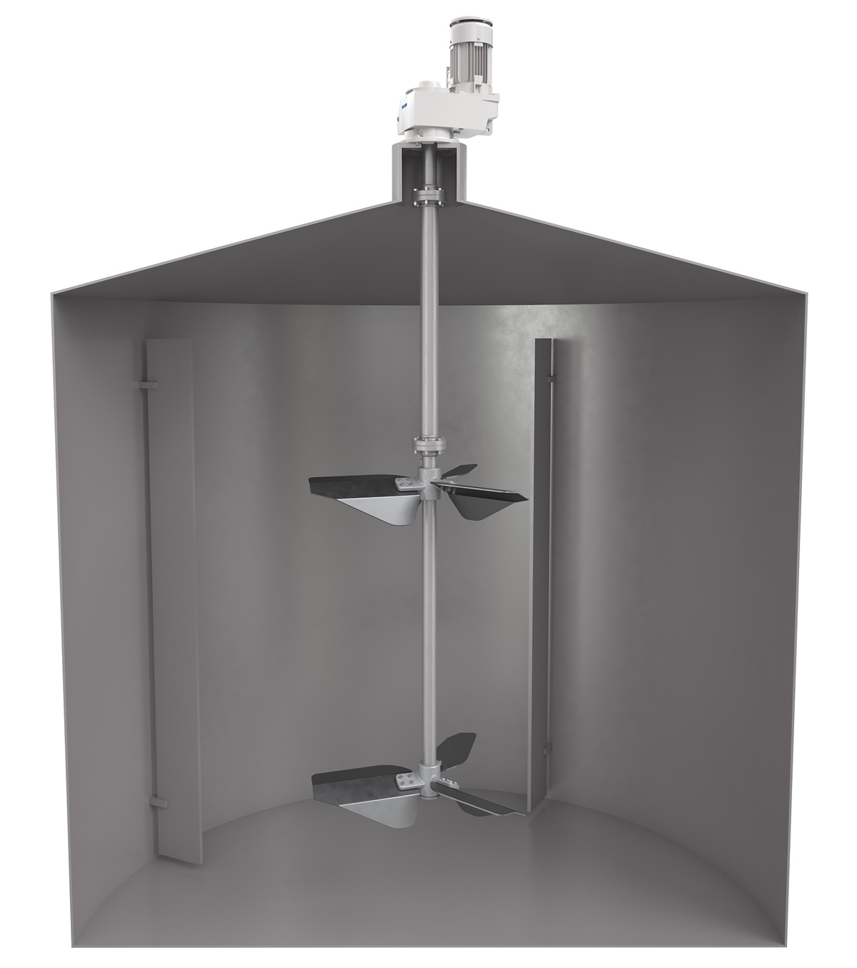 Cross-section of a Scaba STA vertical agitator in situ