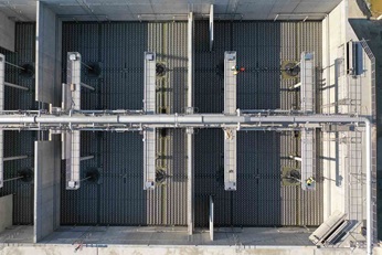 Disc diffusers are installed in the aeration tanks