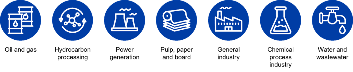 Sulzer Sense is suitable for following applications: oil and gas, hydrocarbon processing, power generation, pupl, paper and board, general industry, chemical process industry and also water and wastewater