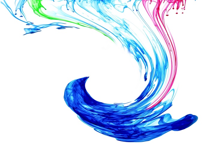 Colorful liquid is dropping down