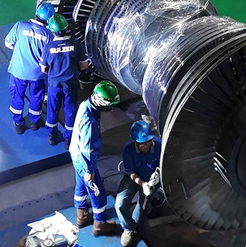 Detailed inspection of steam turbine rotor.