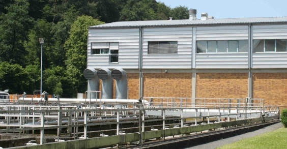 Energy neutral sewage plant compressor room outside