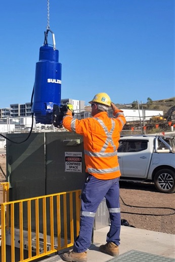 Pumping station equipped with Sulzer pumps and a grinder. 