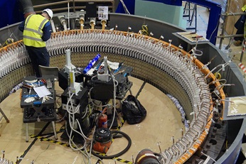 The hydrogen brazing stations (center) saved six days on the rebuild time