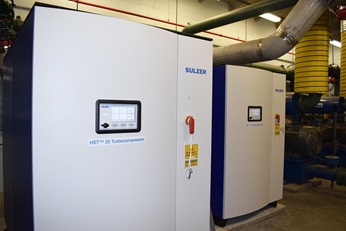Two Sulzer HST 20 turbocompressors running