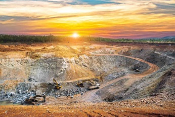 Aerial view of opencast mining quarry