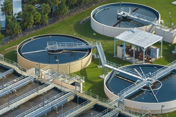 Aerial view of water treatment plant