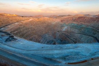 Aerial view of open-pit copper mine