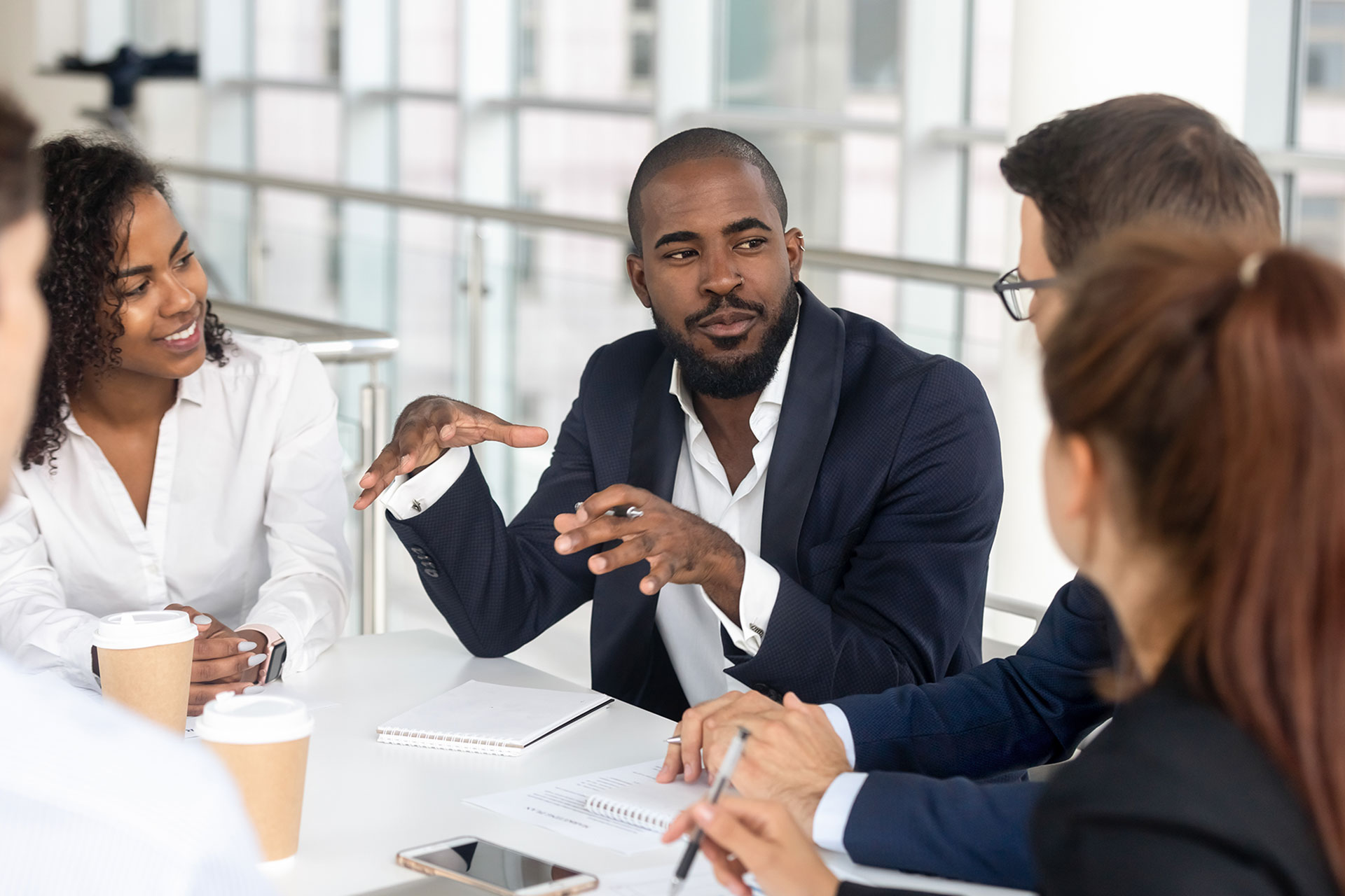 Diverse people working together at a table