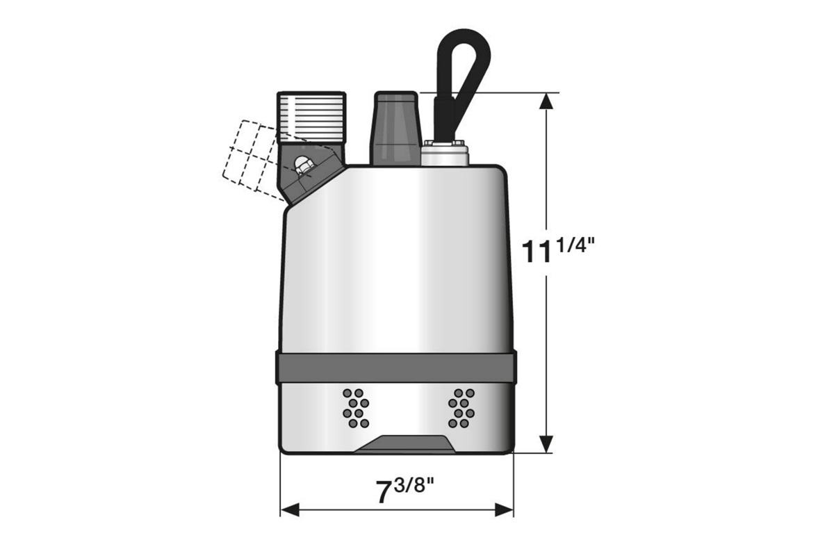Dimension drawing of submersible drainage center-line pump JC 6 (60Hz US)