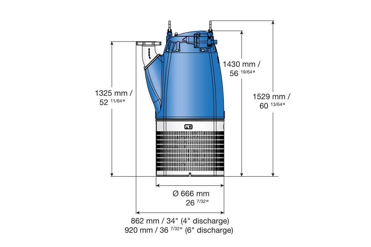 Dimension drawing submersible drainage pump XJ 900