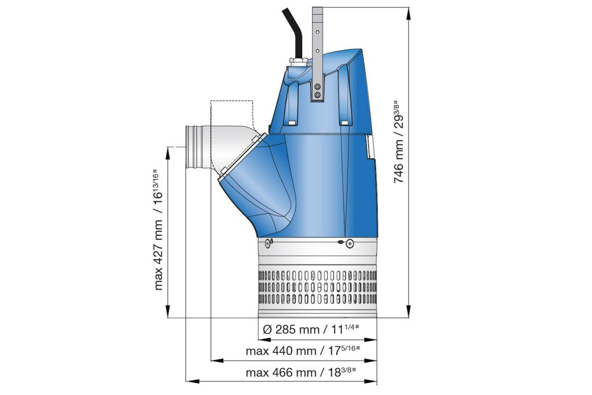 Dimension drawing of submersible drainage pump XJ 50