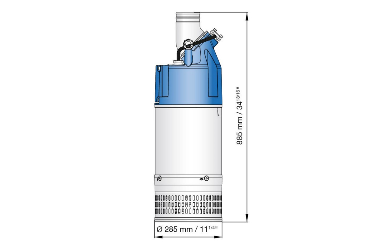 Dimension drawing of submersible drainage center-line pump XJC 110