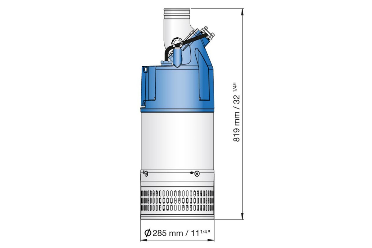 Dimension drawing of submersible drainage center-line pump XJC 50