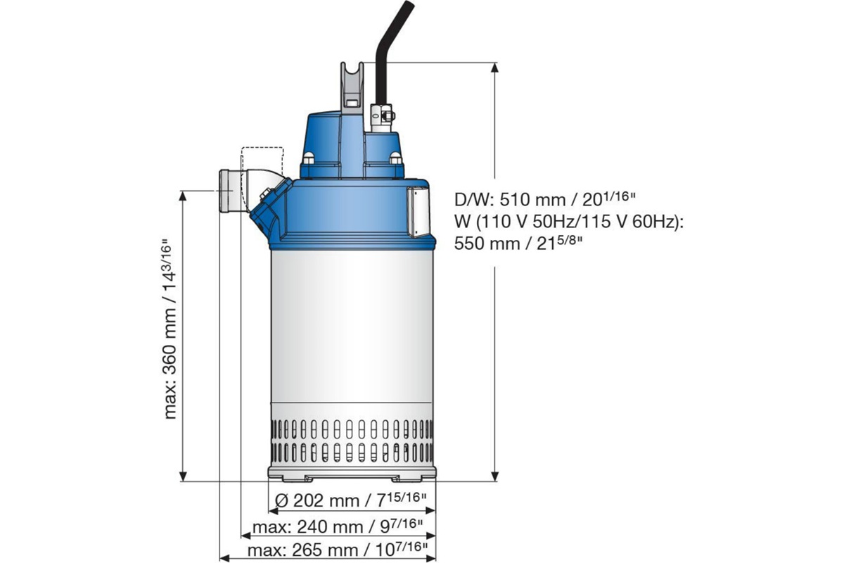 Dimension drawing of submersible drainage pump J 12