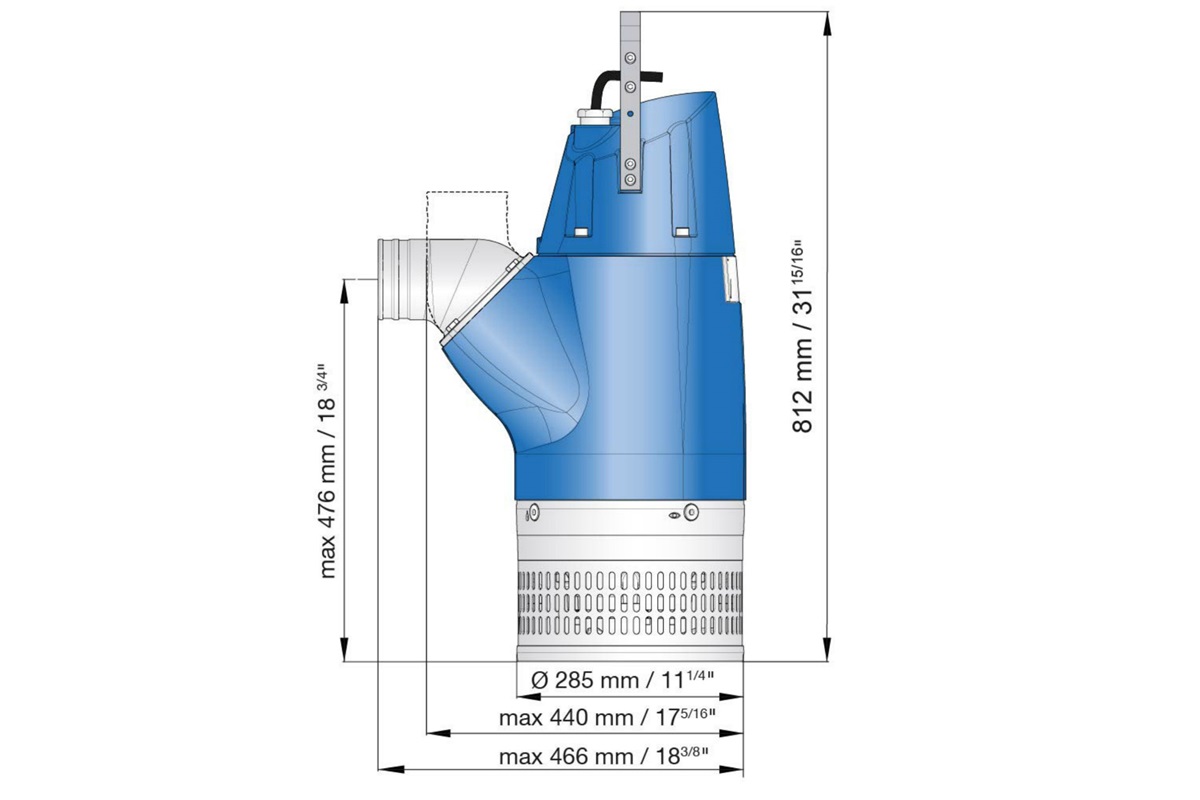 Dimension drawing of submersible drainage pump XJ 110