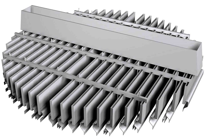 Graphic of a liquid distributor to be built in columns