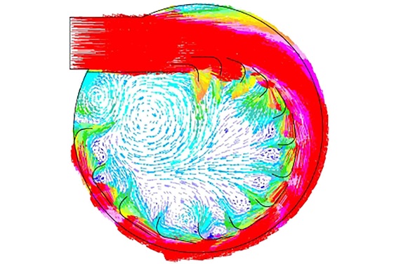 Graphic of Computational Fluid Dynamics (CFD) of Sulzer vapour horn