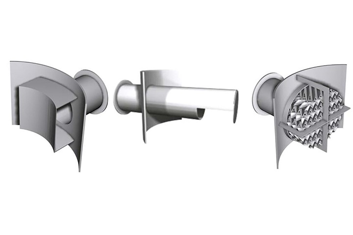 Graphic of 3 different feed inlet devices for different purposes