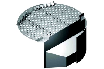 Graphic of a truncated downcomer tray