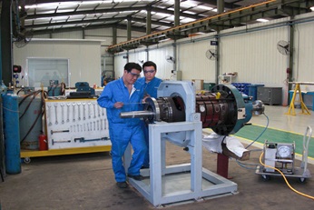Axial float checking for boiler feed water pump cartridge.
