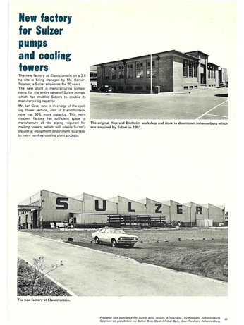 Sulzer South Africa Service centre Newspaper clipping