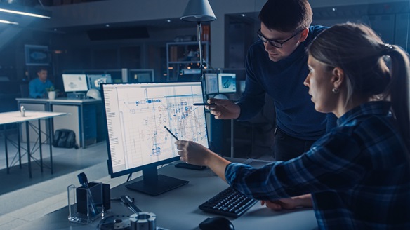 Sulzer engineers process studying on computer screen