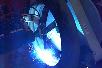 Nozzle during weld overlay processing
