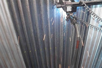Panel during weld overlay process