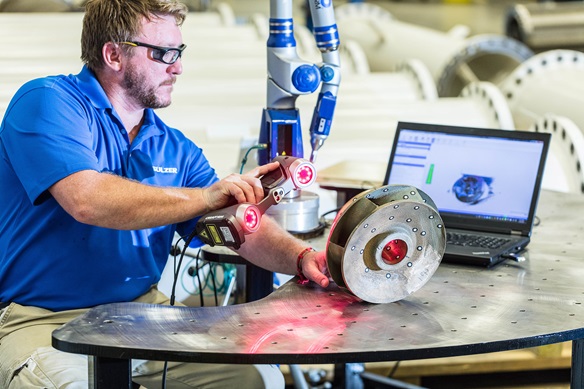 Sulzer engineer with product