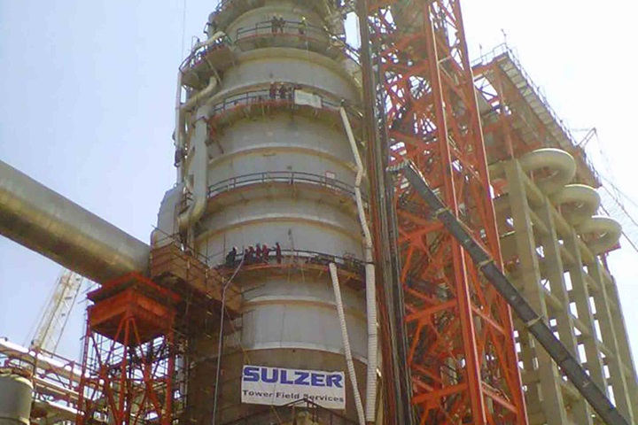 Tower with service crew